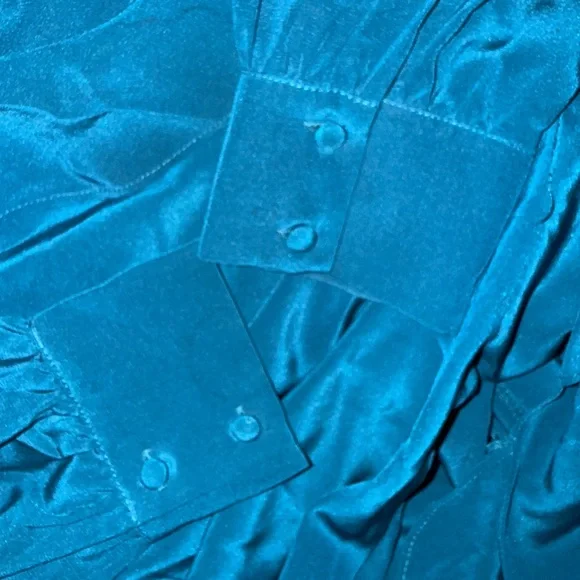 Intermix teal jewel aviana tone wrap ruffle dress in silk - Picture 6 of 6